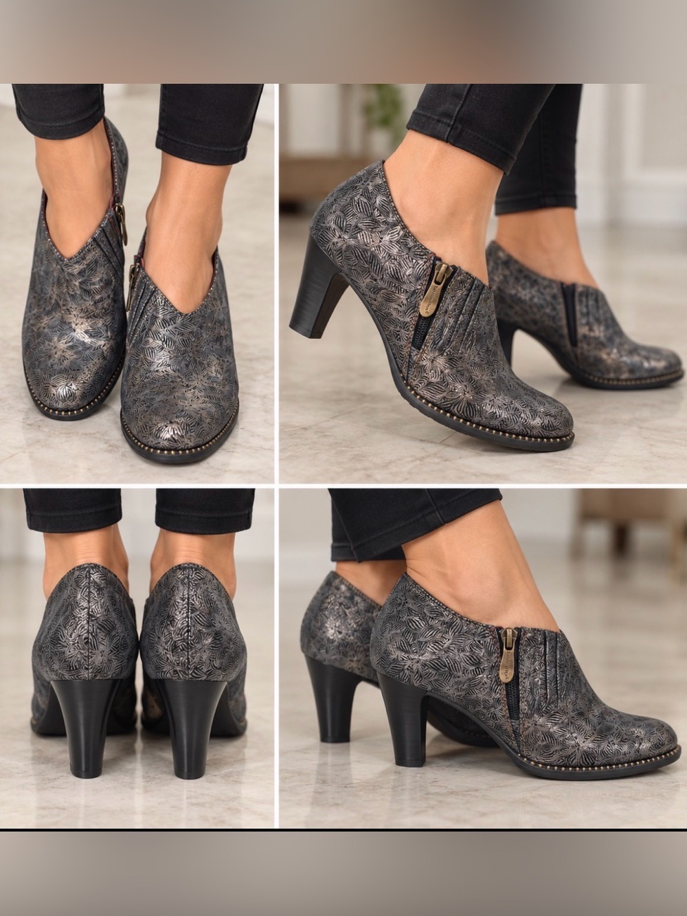 L’Artesti Spring Step Patterned Zip-Heel Dress Shoes Excellent Conditio